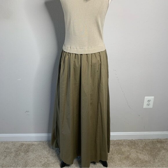 TAYLOR Olive Green Poplin Skirt Midi Dress - Picture 10 of 13